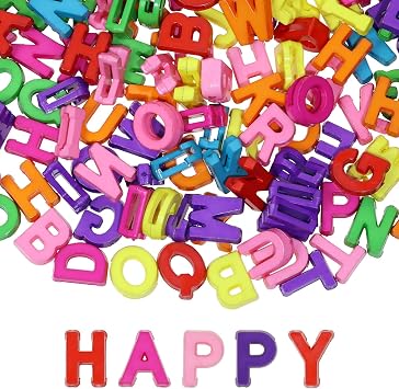 Tupalizy 9x12mm Alphabet Letter Beads Colorful A-Z Letter Charms Slide Pendant for Bracelets Jewelry Making Necklaces Keychains Sunglasses Shoe Laces Junk Case Crafts,Random Letters and Colors,300PCS