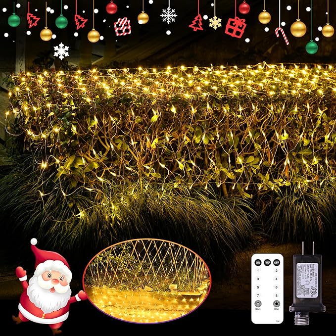 JMEXSUSS 360 LED Christmas Net Lights, Warm White Net Lights 12ft x 5ft