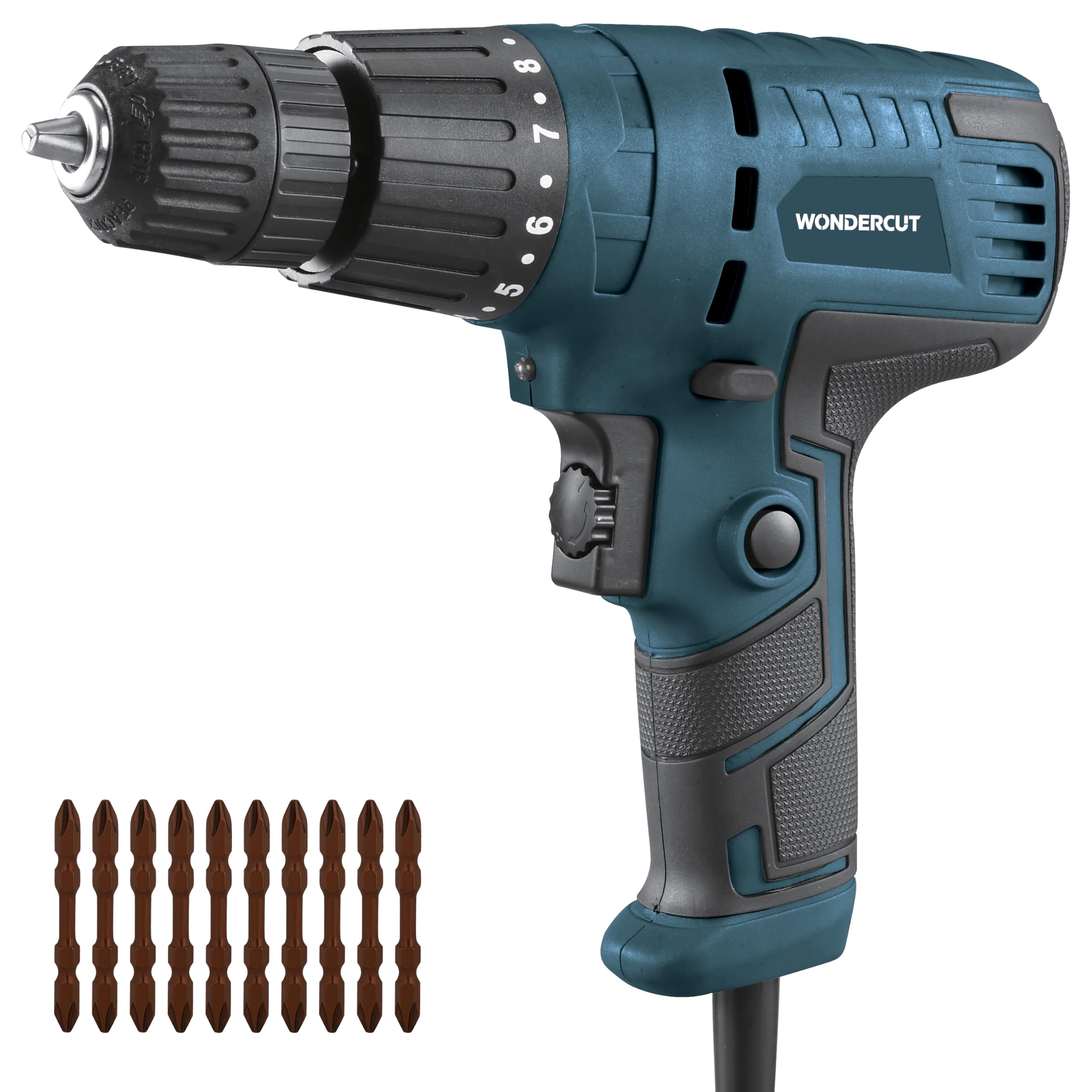 WONDERCUT 450W, WC-ESD-10-B+10 Electric Screwdriver 10mm, 750RPM, Copper Armature, Keyless Chuck, LED Light R/F, Variable Speed, Torque 19+1 Drill Mode with 10 Pcs Screw Bits-image-31