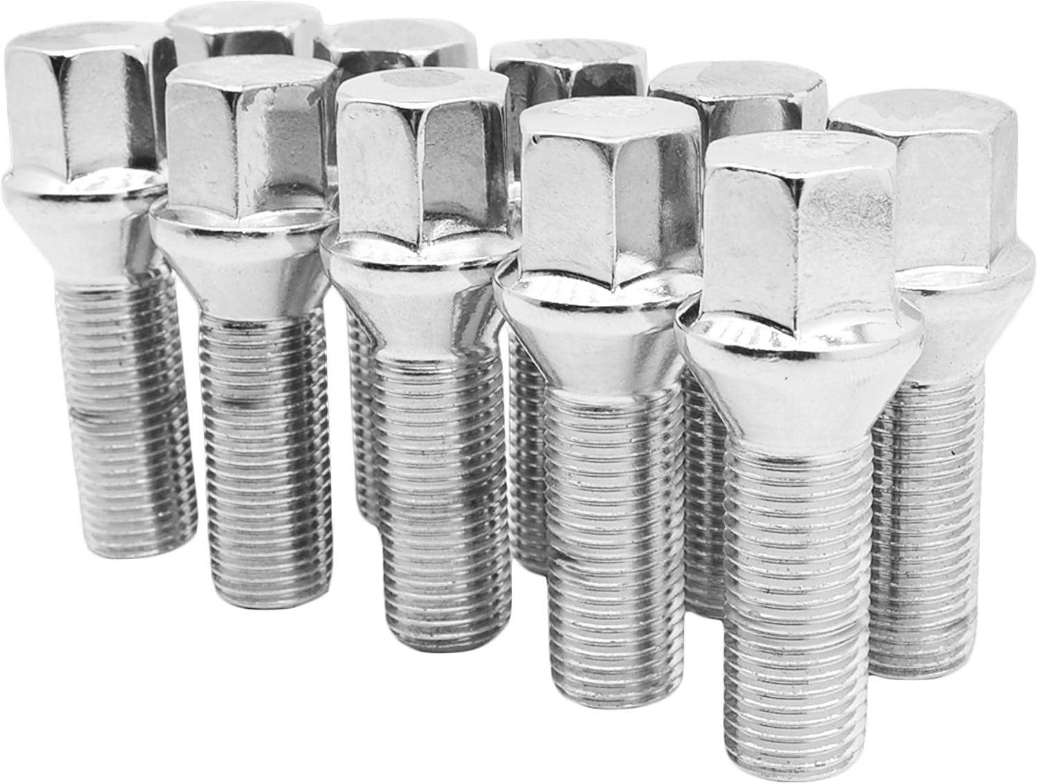 20Pc 14x1.5 Cone Seat Lug Bolts 33mm Extended Length 17mm Hex Conical Seating Fits Audi BMW Mercedes Benz Volkswagen with Aftermarket Wheels