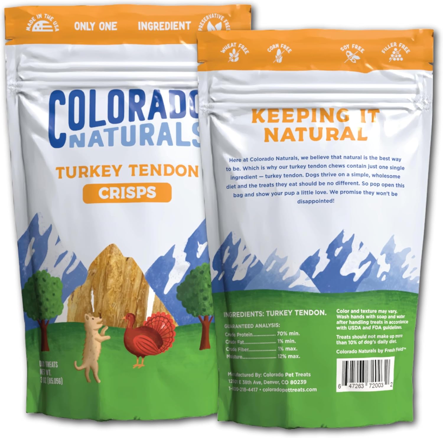 Colorado Naturals Turkey Tendon Chews, 3 oz – All-Natural, Made in USA, No Fillers or Preservatives – Great for Dental Health (Pack of 2)