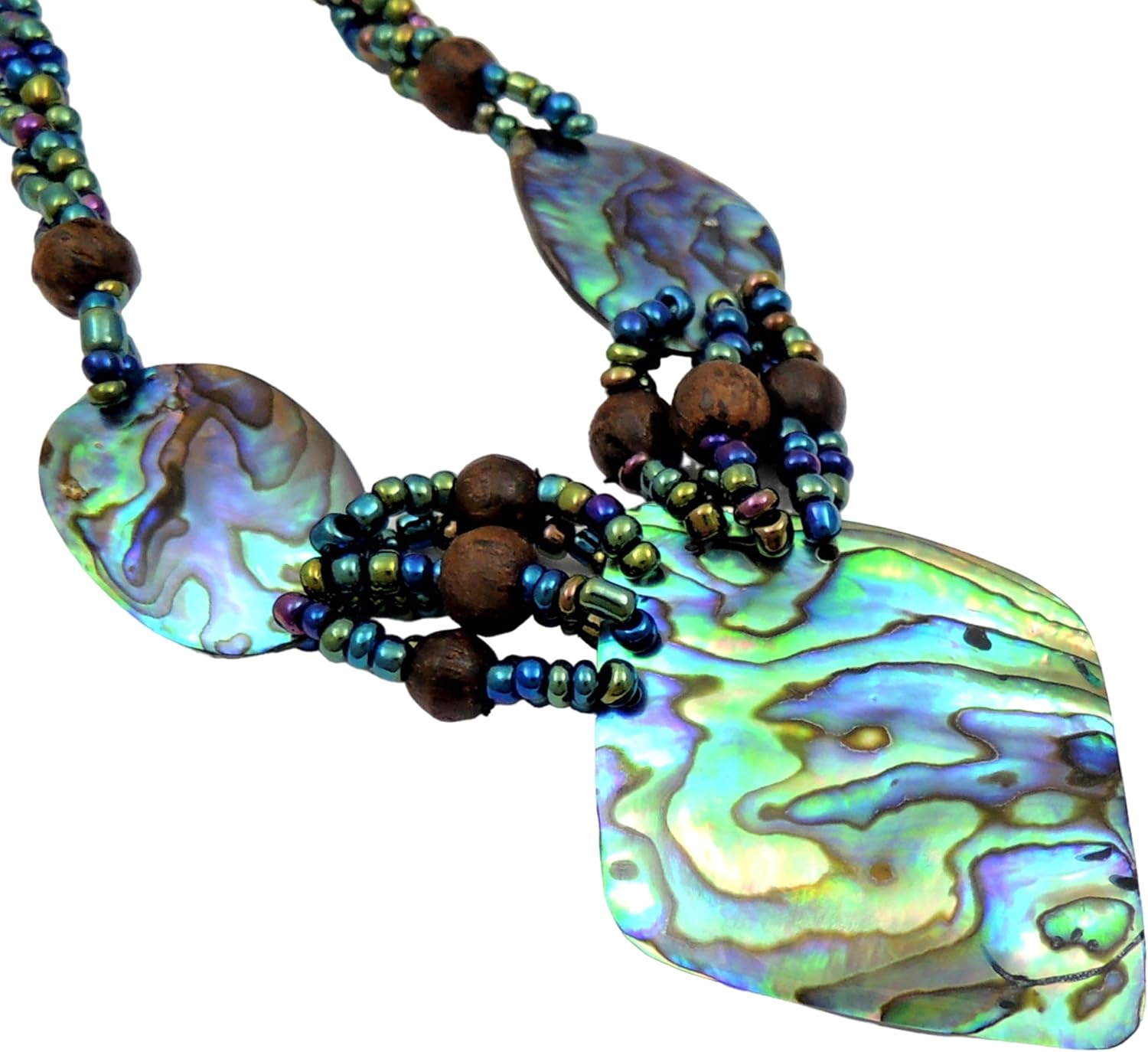 Natural Paua Abalone Shell Necklace, Handmade Rainbow Beads Abalone Necklace for Women Jewelry FA361 - Image 2
