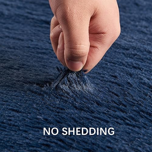 Miniatura 6 de YQQRIGRO Alfombras de 5 x 7 pies para dormitorio, color azul marino, muy suaves, peludas, esponjosas, modernas, de felpa, antideslizantes, para sala