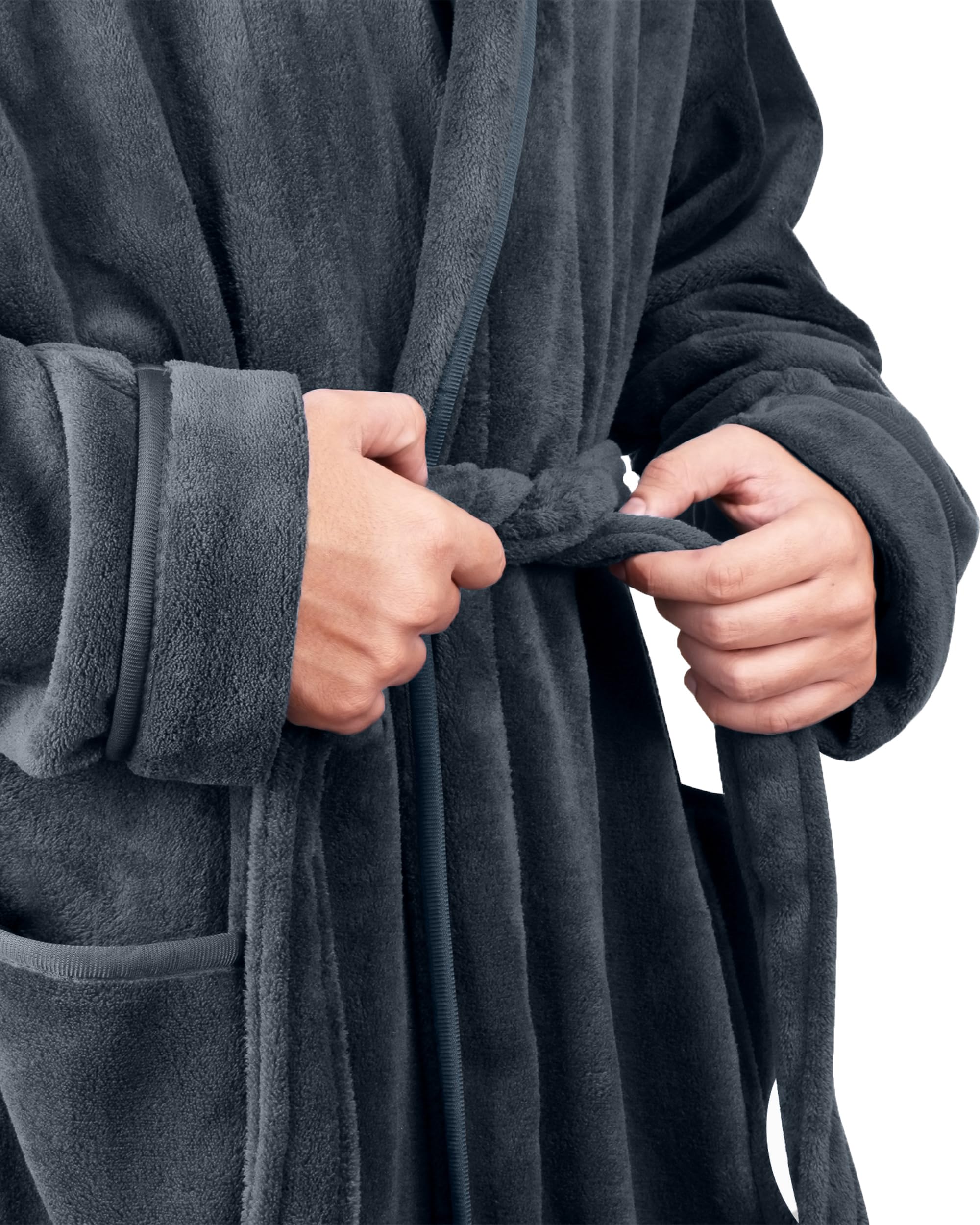 NY Threads Bata de hombre con cuello chal, ropa de dormir suave