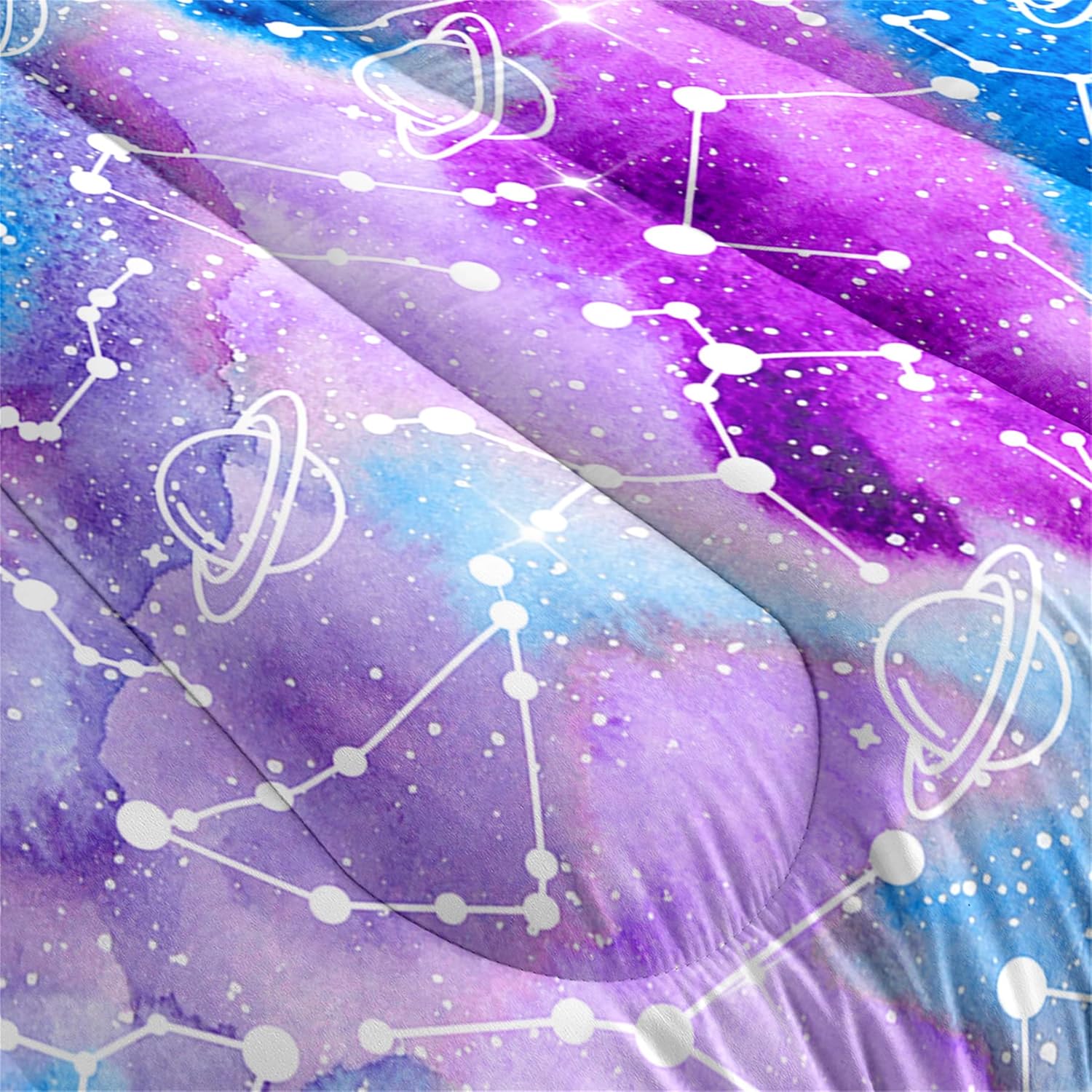 Galaxy Comforter Set Queen - Purple Galaxy Bedding Set Queen Size for Girls Bedding Bedroom Decor, All Seasons, 1 Comforter with 2 Pillowcases