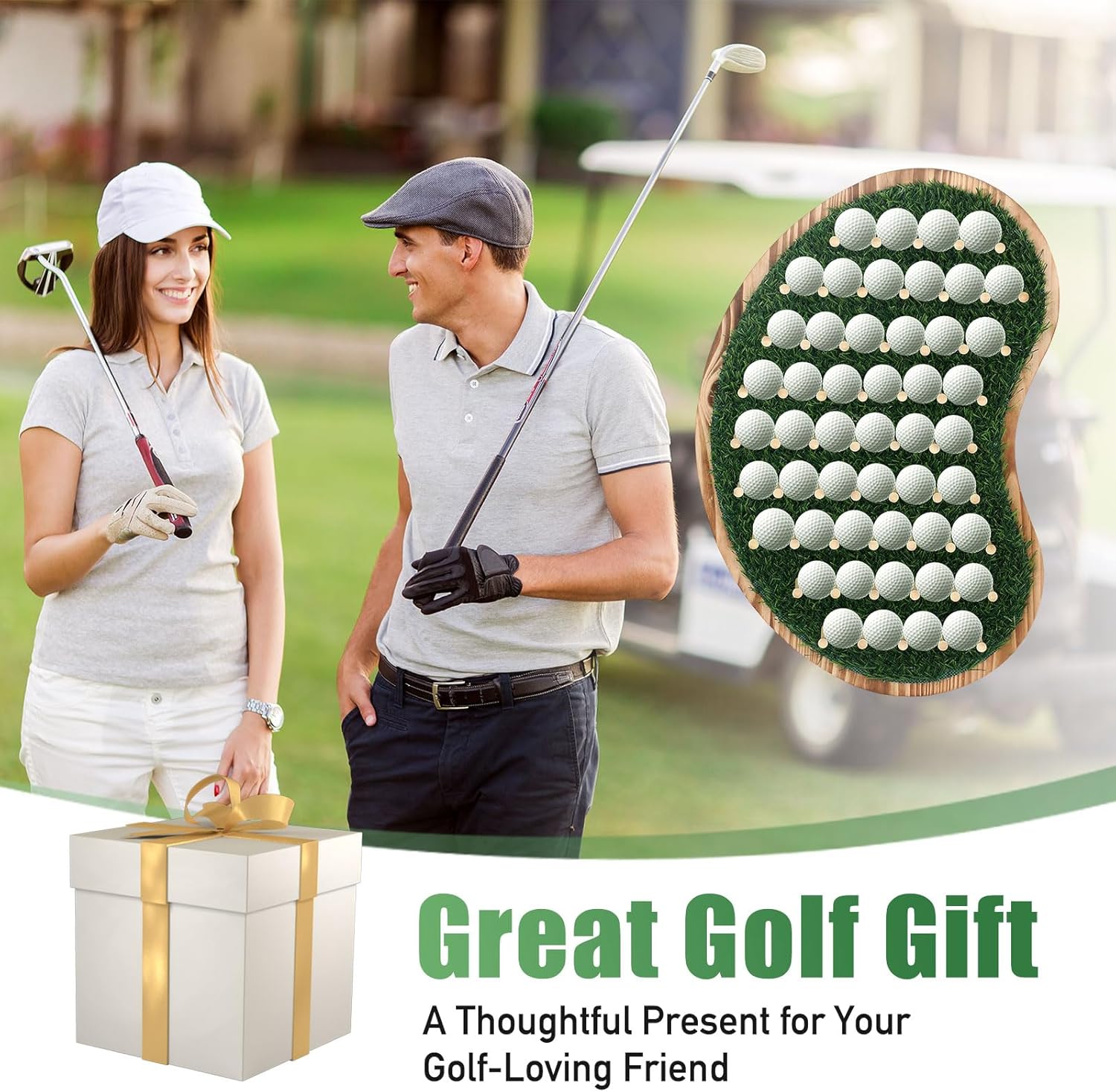 40-Golf Ball Display Rack Golf Ball Collection Display Stand Green Wall Mount Cabinet Holder for Gifts Adult Golfs Enthusiasts