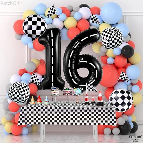 Miniatura 3 de KatchOn, Globos negros gigantes de cumpleaños número 16, 40 pulgadas, globos con números 16, decoraciones de cumpleaños de 16 años para niños,