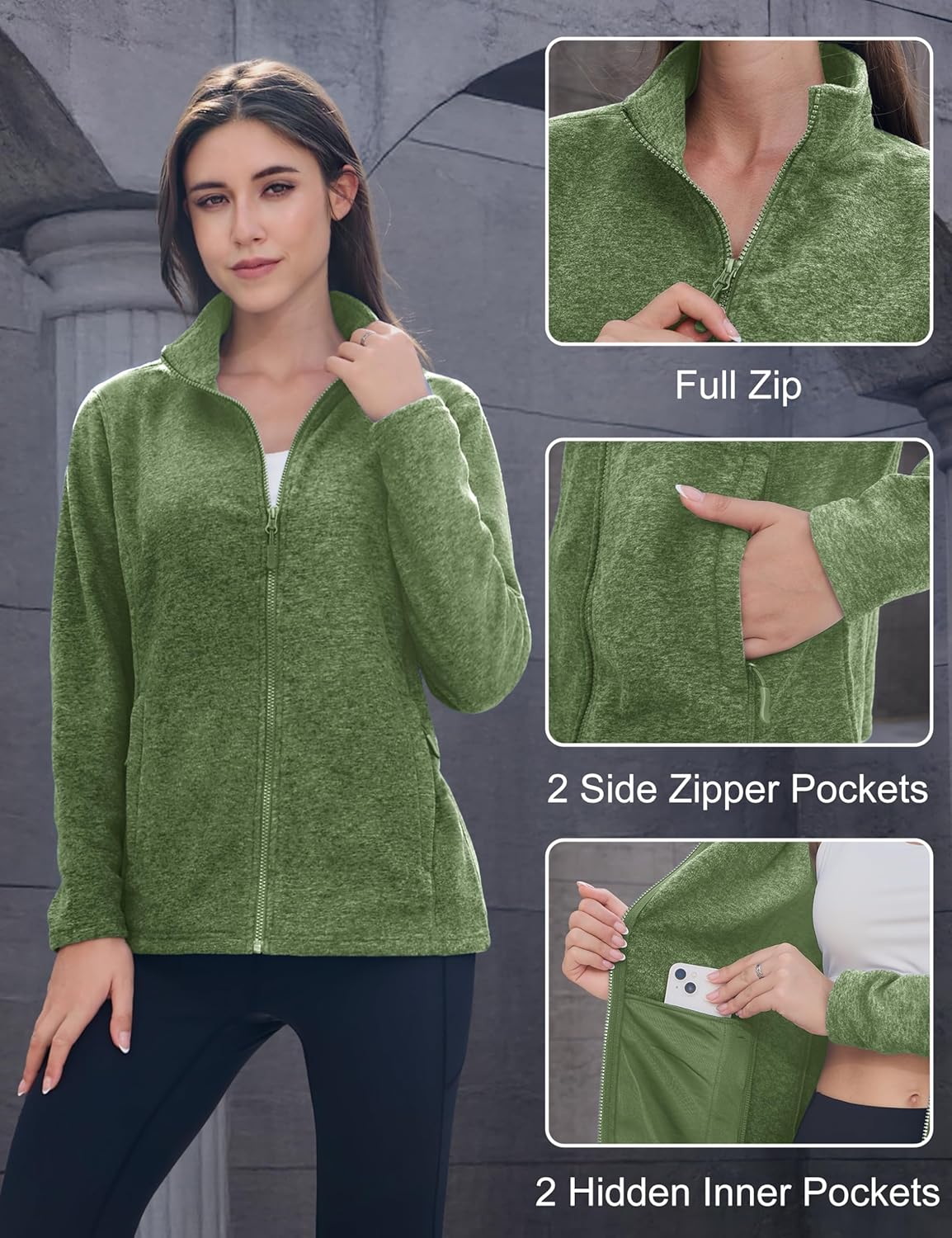 MAGCOMSEN Fleece Jacket Women Zip UP Lightweight Soft Polar Warm Winter Jackets for Women with Pockets Outdoor Hiking - Image 6