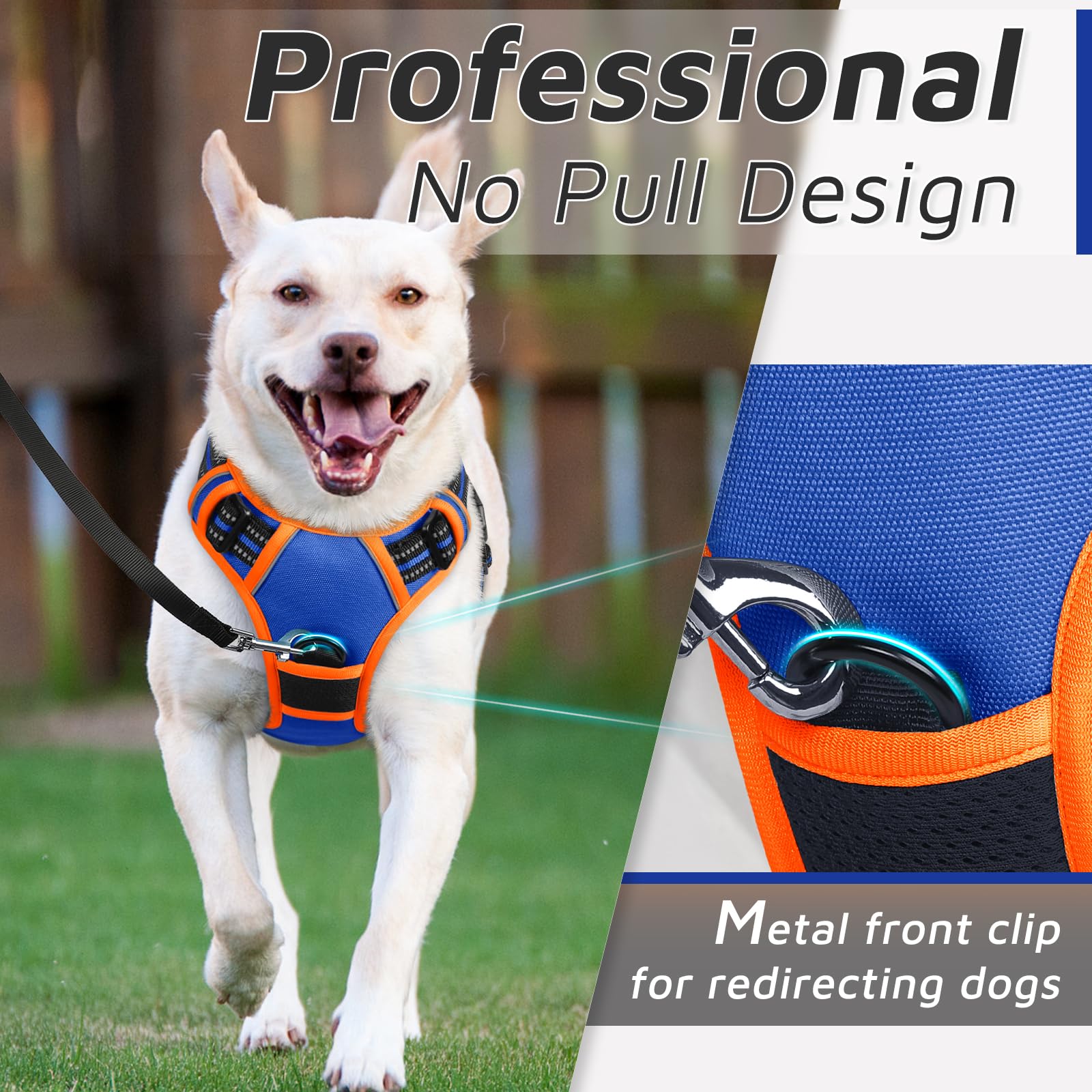 Eagloo Dog Harness Medium, No Pull Harness with Front Back Clips, Adjustable Dog Walking Vest, Soft Padded Pet Vest - Image 3