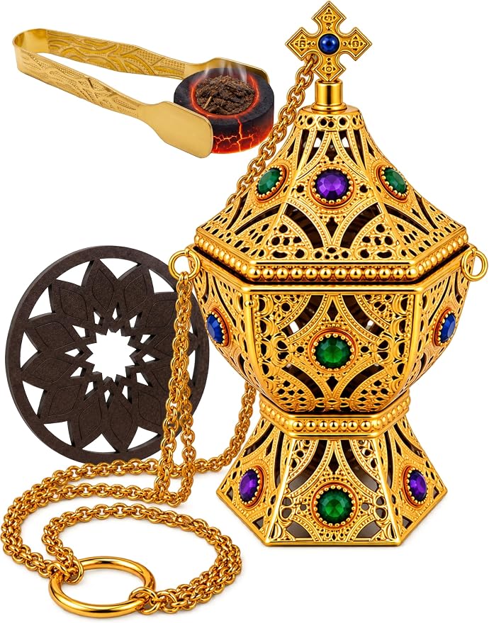 Orthodox Incense Burner for Catholic - Thurible for Frankincense Resin