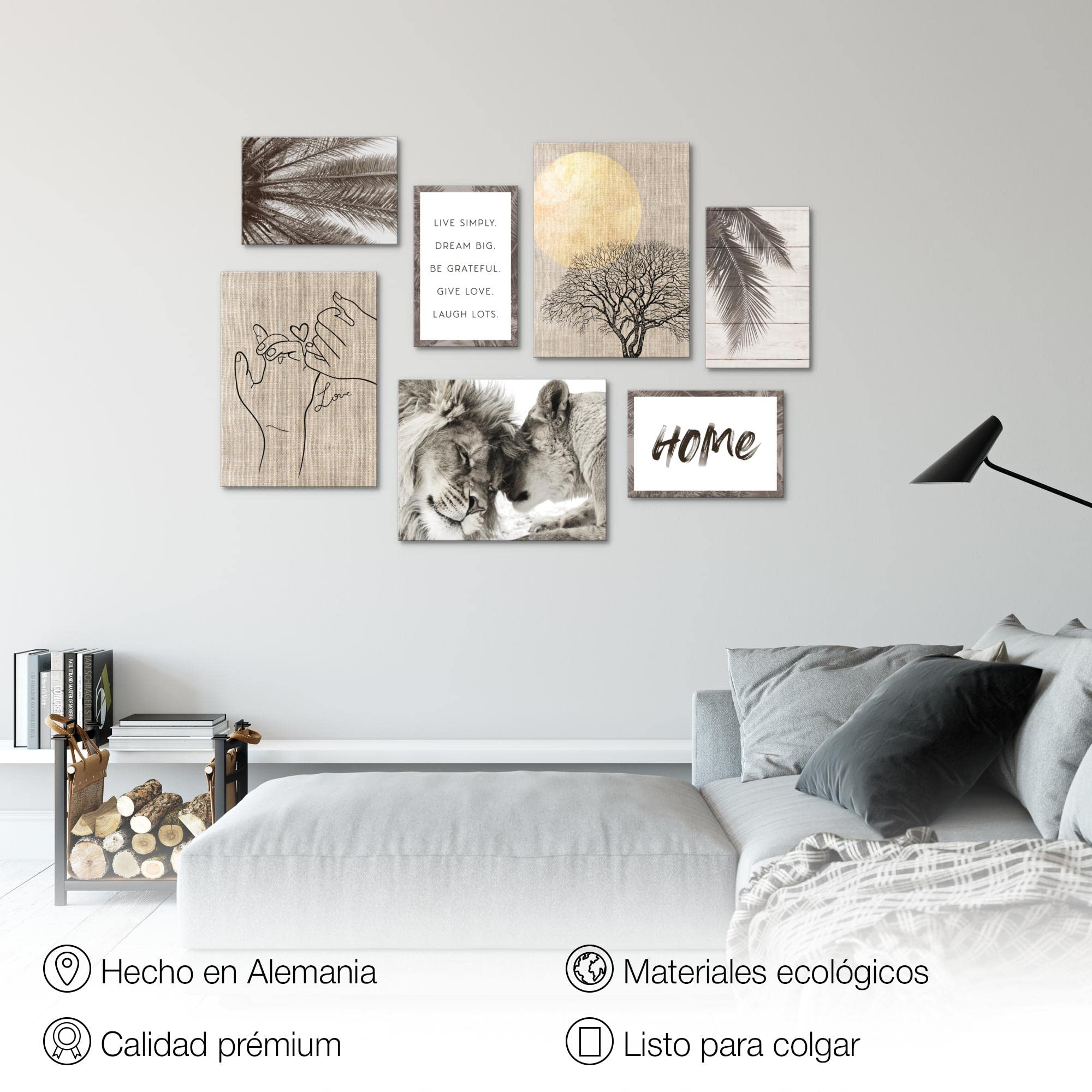 Novart Set Cuadros Decorativos - COMPLETAMENTE LISTO PARA COLGAR - Imágenes - Löwen Amor - 7 Partes - N018571a