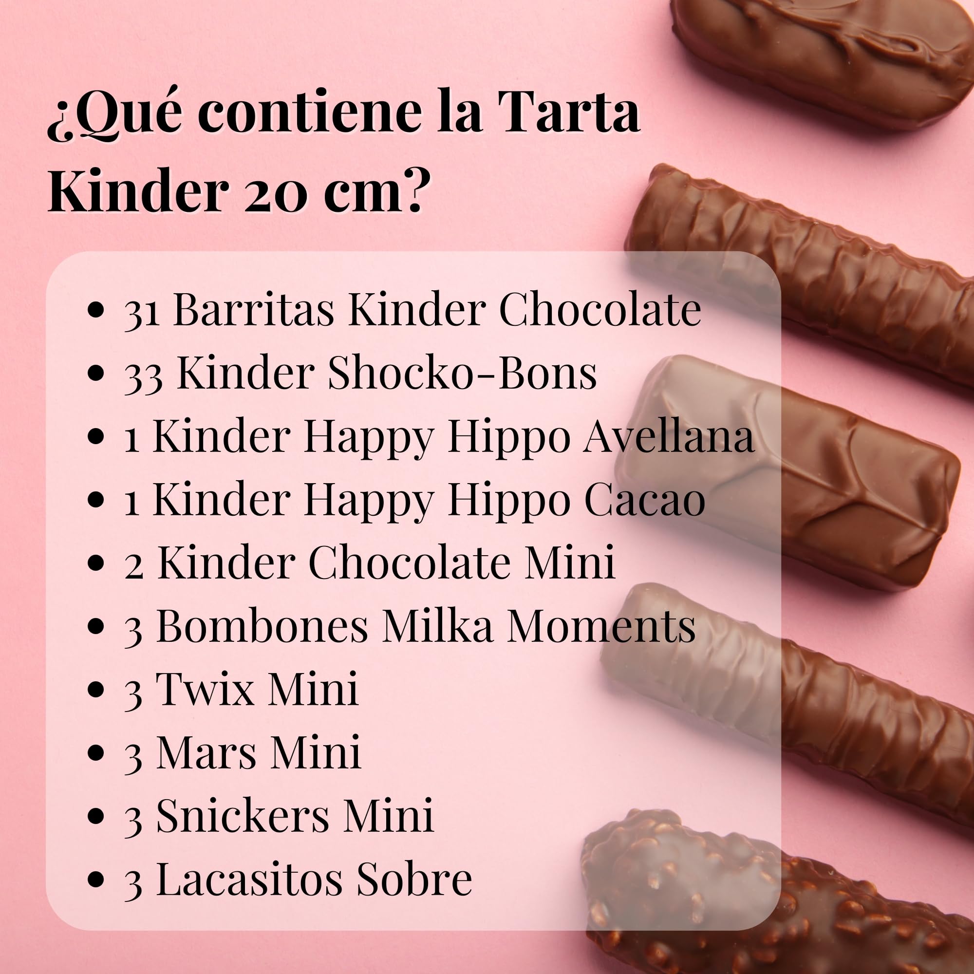 Tarta de Chocolate Kinder 80 Chocolates 20 cm Regalo