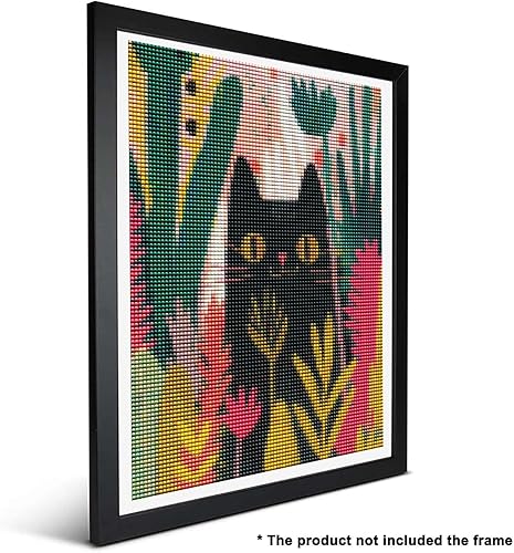 Miniatura 2 de Ginfonr Kits de arte de diamantes 5D para adultos, pintura de diamante de hierba de gato negro para adultos, animales de arte de diamantes de