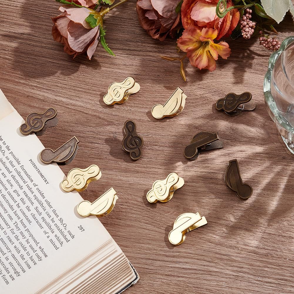 CRASPIRE 4Pcs Music Note Book Clip Mini Vintage Antique Bronze Metal Notebook Paper Page Holder Travelers Journal Sketchbook Decor for Book Lovers Readers School Office Files Organizer Accessories image 5