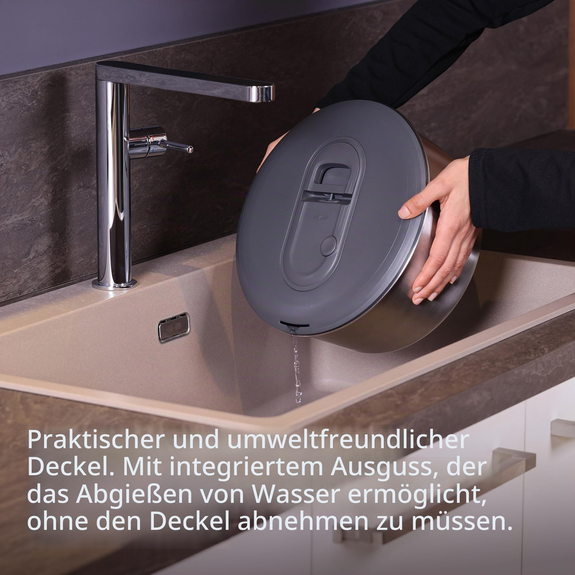Zyliss Easy Spin Salatschleuder Edelstahl Groß, 6L, Mit Seilzug, Salatschüssel mit Deckel, BPA-frei, Rutschfester Boden, AquaVent™-Technologie, Stopptaste, Spülmaschinengeeignet