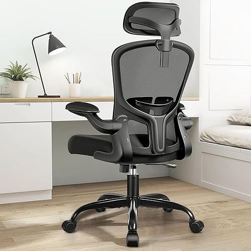 FelixKing Silla de oficina ergonómica con reposacabezas, silla de computadora de respaldo alto con soporte lumbar ajustable y ruedas, silla