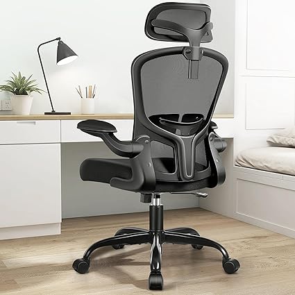 FelixKing Office Chair Ergonomic Desk Chair with Headrest, High Back Computer Chair with Adjustable Lumbar Support and Wheels,Executive Swivel Comfy Chair with flip-up Armrests for Home Office