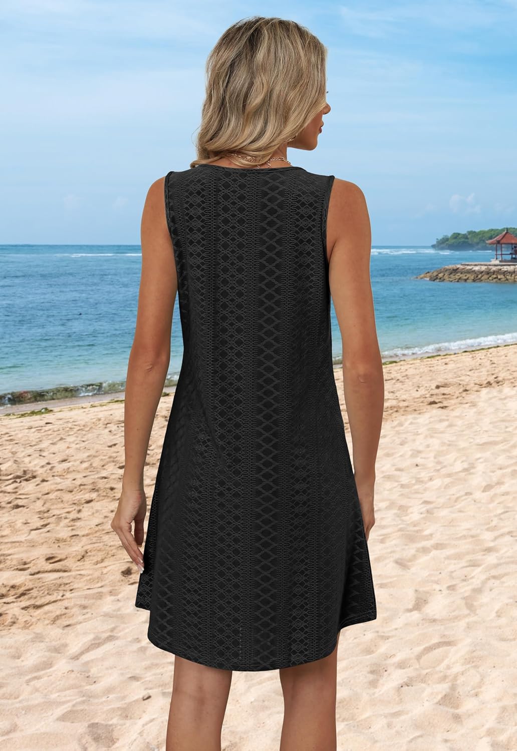 Aokosor Womens Summer Dresses 2025 Loose V Neck Sleeveless Dress Sundresses Swimsuit Coverup - Image 5