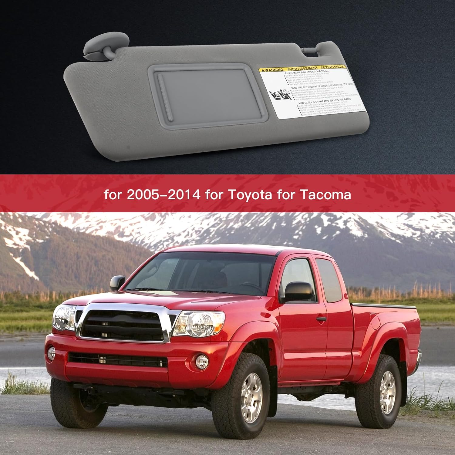 cciyu Gray Sun Visor Left & Right Sides fit for 2005 2006 2007 2008 2009 2010 2011 for Toyota for Tacoma Sun Visor Assembly Without Sunroof