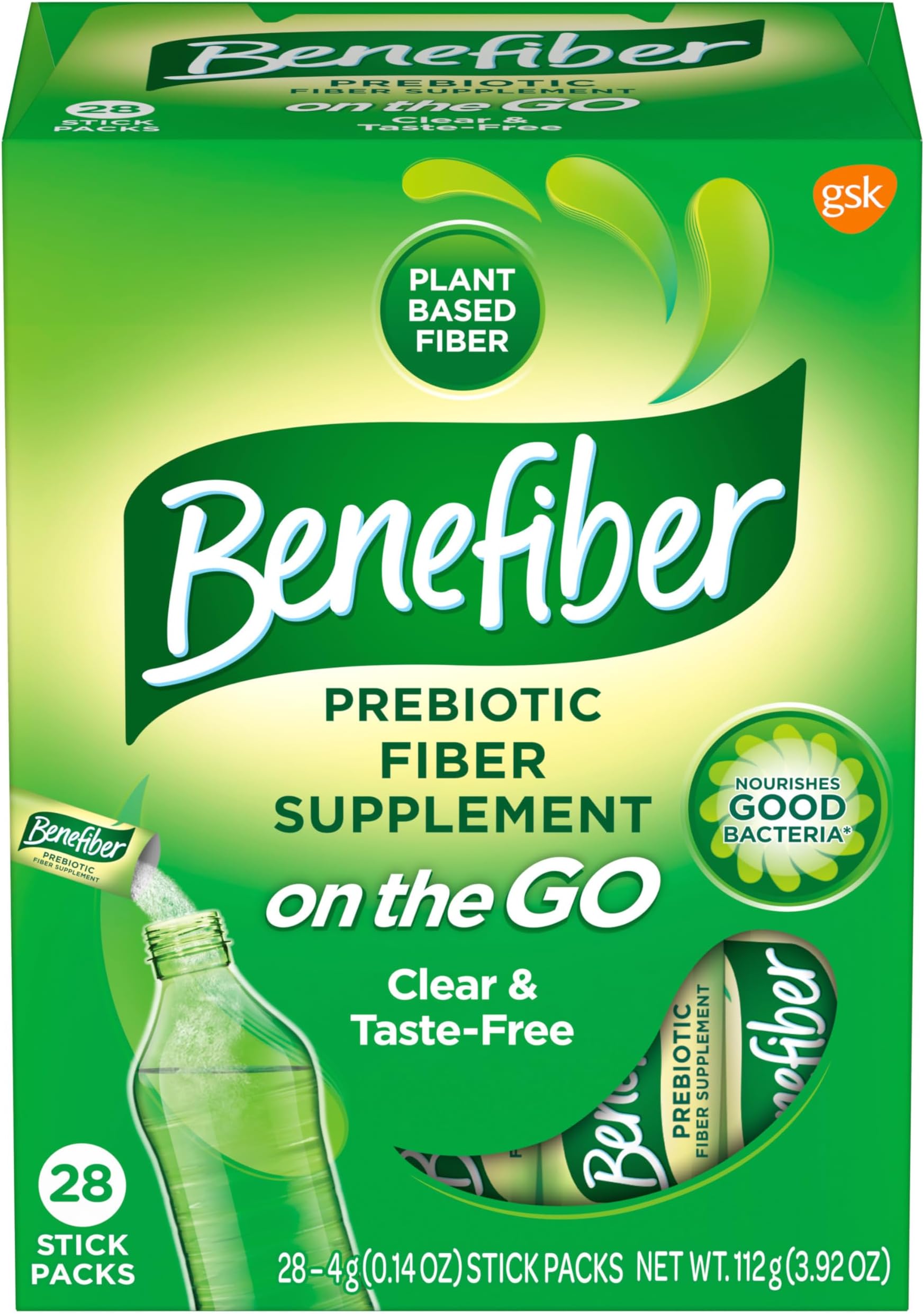 On the Go Prebiotic Fiber Supplement Powder for Digestive Health, Daily Fiber Powder, Unflavored Powder Stick Packs - 28 Sticks (3.92 Ounces)