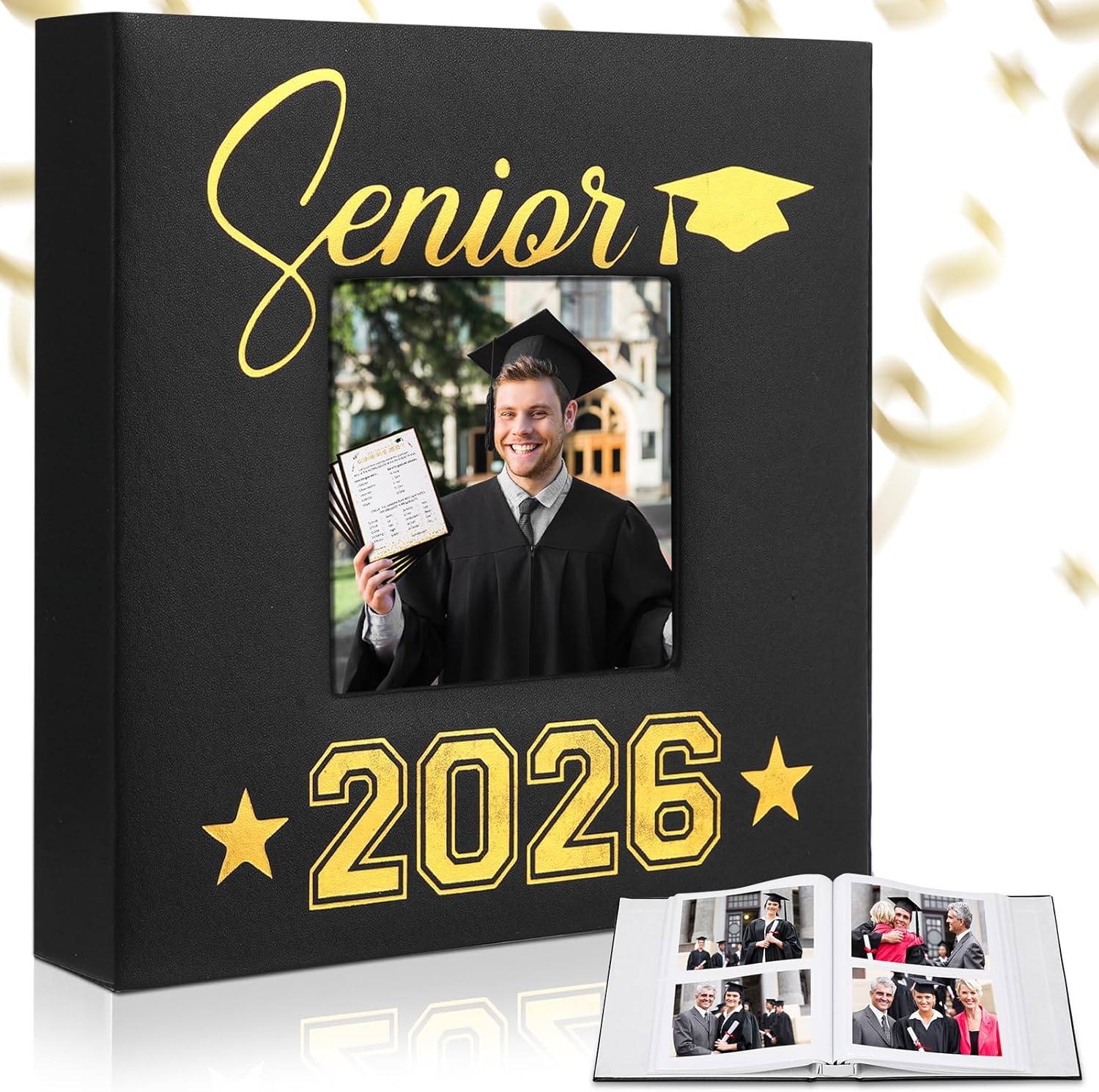 ReliThick Photo Album Holds 200 Pcs 4x6 Inch Photo 2026 Leather Album with Front Window Memory Albums Scrapbook for Holiday Christmas Gift College High School Graduate Gift