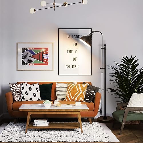 Miniatura 5 de Lámpara de pie industrial, lámparas de pie rústicas de 3 temperaturas de color en bronce envejecido, altura ajustable y cabeza de pie, lámpara de