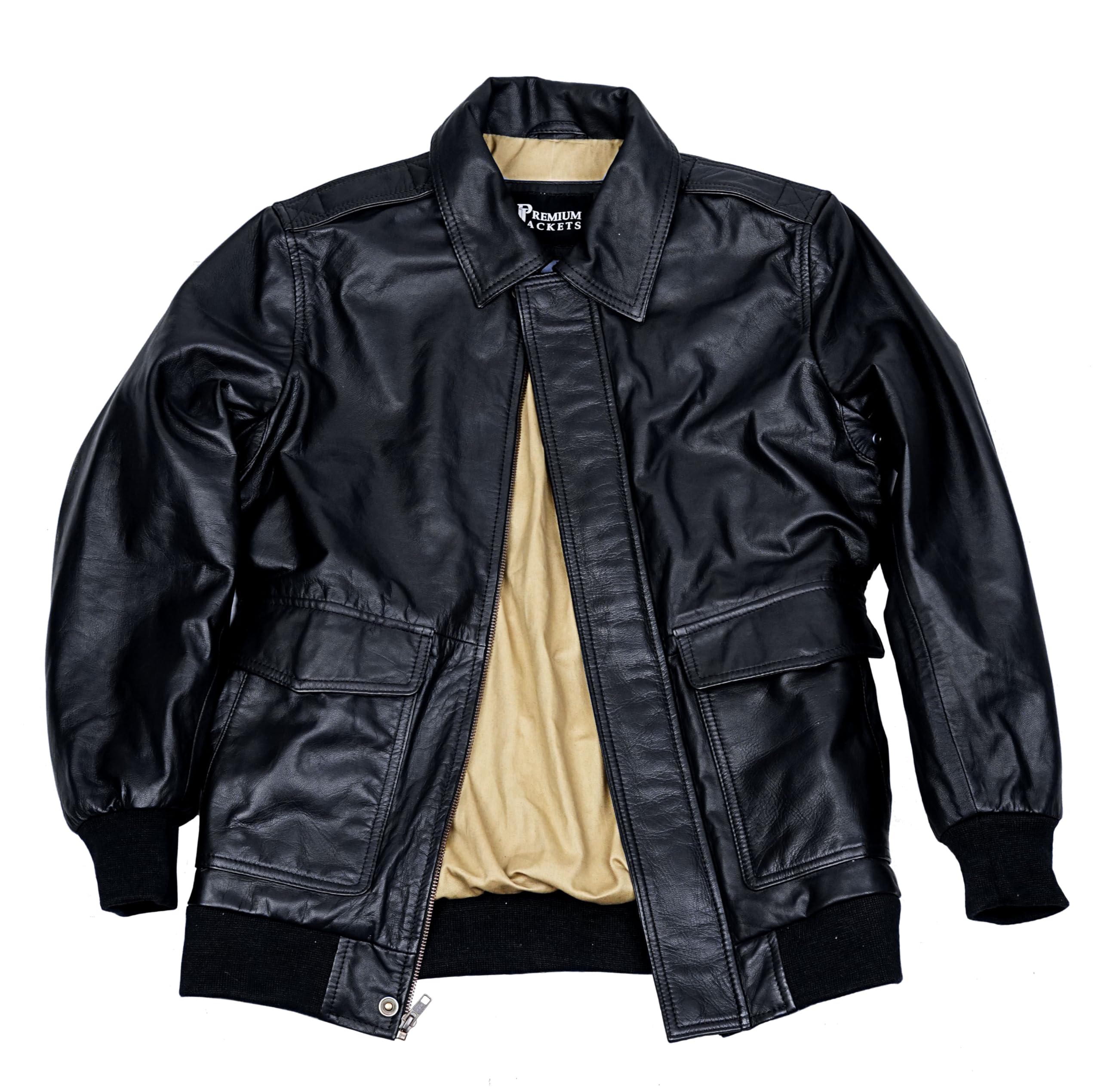 Mens A-2 Flight Air Force Bomber Leather Jacket | Black - Brown Genuine Lambskin Leather Jackets for Men
