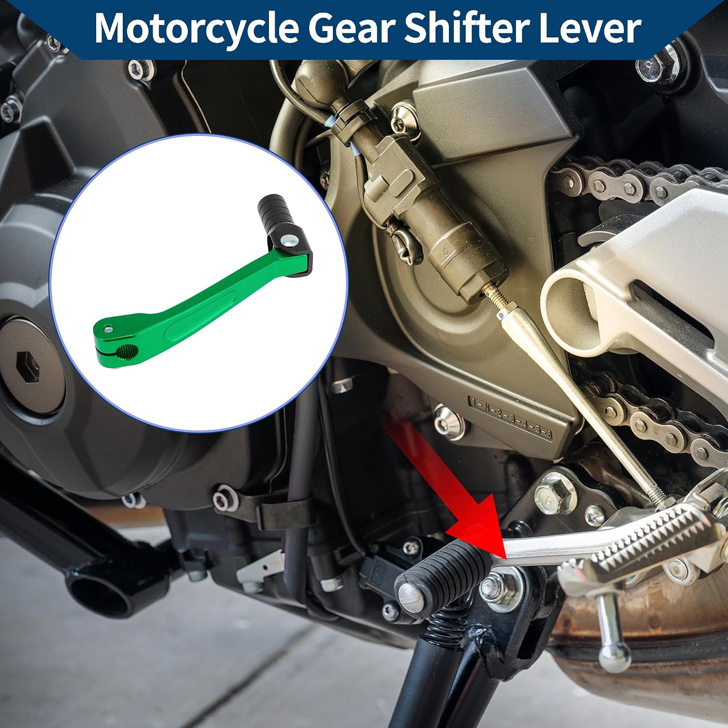 Folding Motorcycle Gear Shifter Lever for Honda CRF150F 2003-2017 Aluminum Alloy Pedal Shift Lever Arm Green Lever Black Head