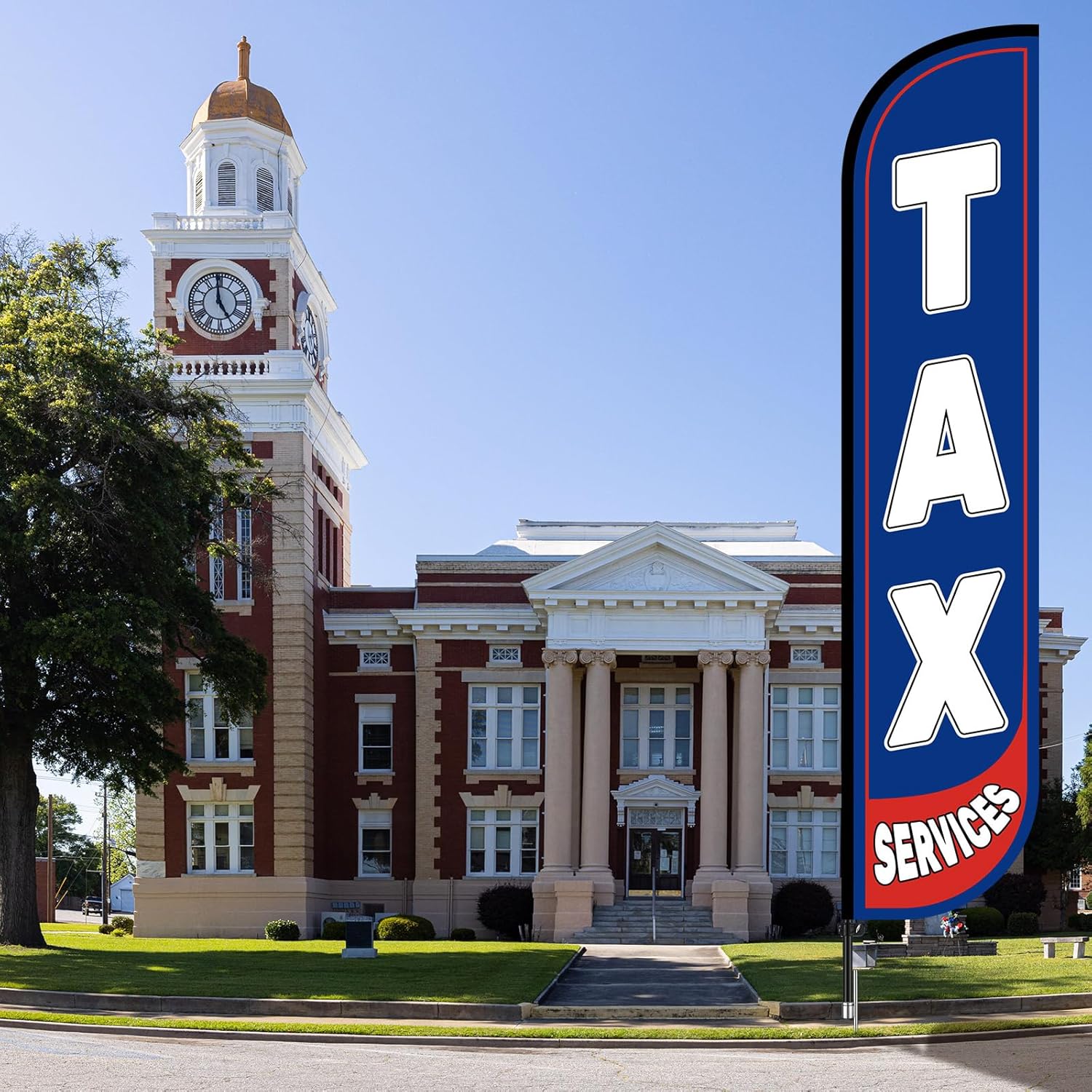 15 ft Tax Service Feather Flag with Metal Pole Kit Income Tax Banner Signs Advertising Swooper Flag for Office Business Outdoor Financial Services - Image 6