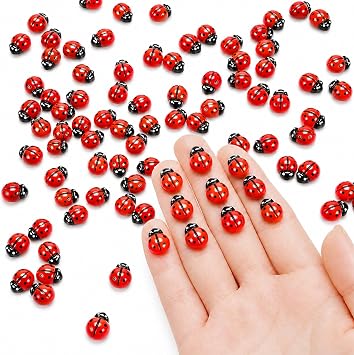 50PCS Mini Resin Ladybug Decor, Miniature Ladybugs Figurines