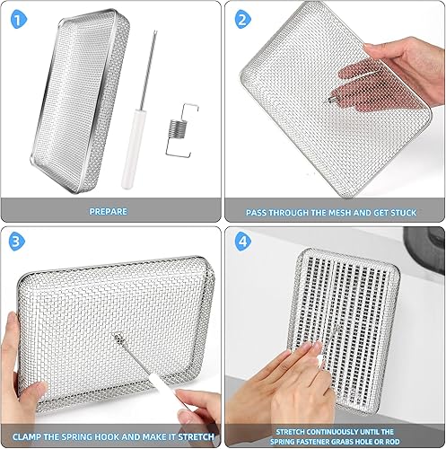 Miniatura 3 de SVNR Paquete de 3 pantallas de insectos voladores para rejillas de ventilación de refrigerador de caravana, 8.5 x 5.8 x 1.5 pulgadas y 1.4 x 2.8 x