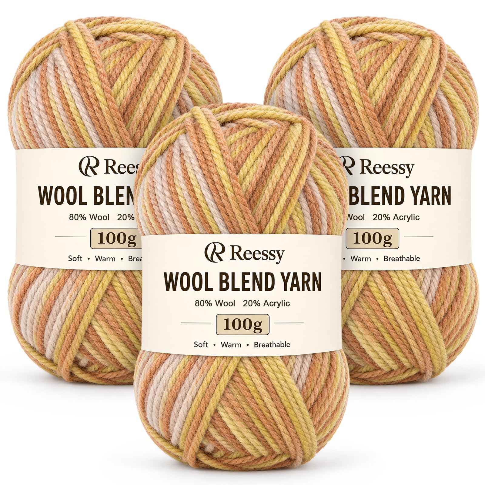 Reessy Knitting Wool, 3 Pack of 100g Gradient Chunky Wool Ombre Yarn(#11)