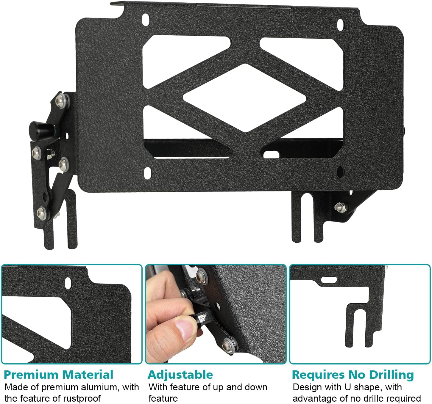 SUNPIE License Plate Holder for 10inch Hawse Fairlead,Universal Flip-Up License Mount for Off-Road, Trucks, RV Bumpers Front Licenses Plate Frame Mount Bracket