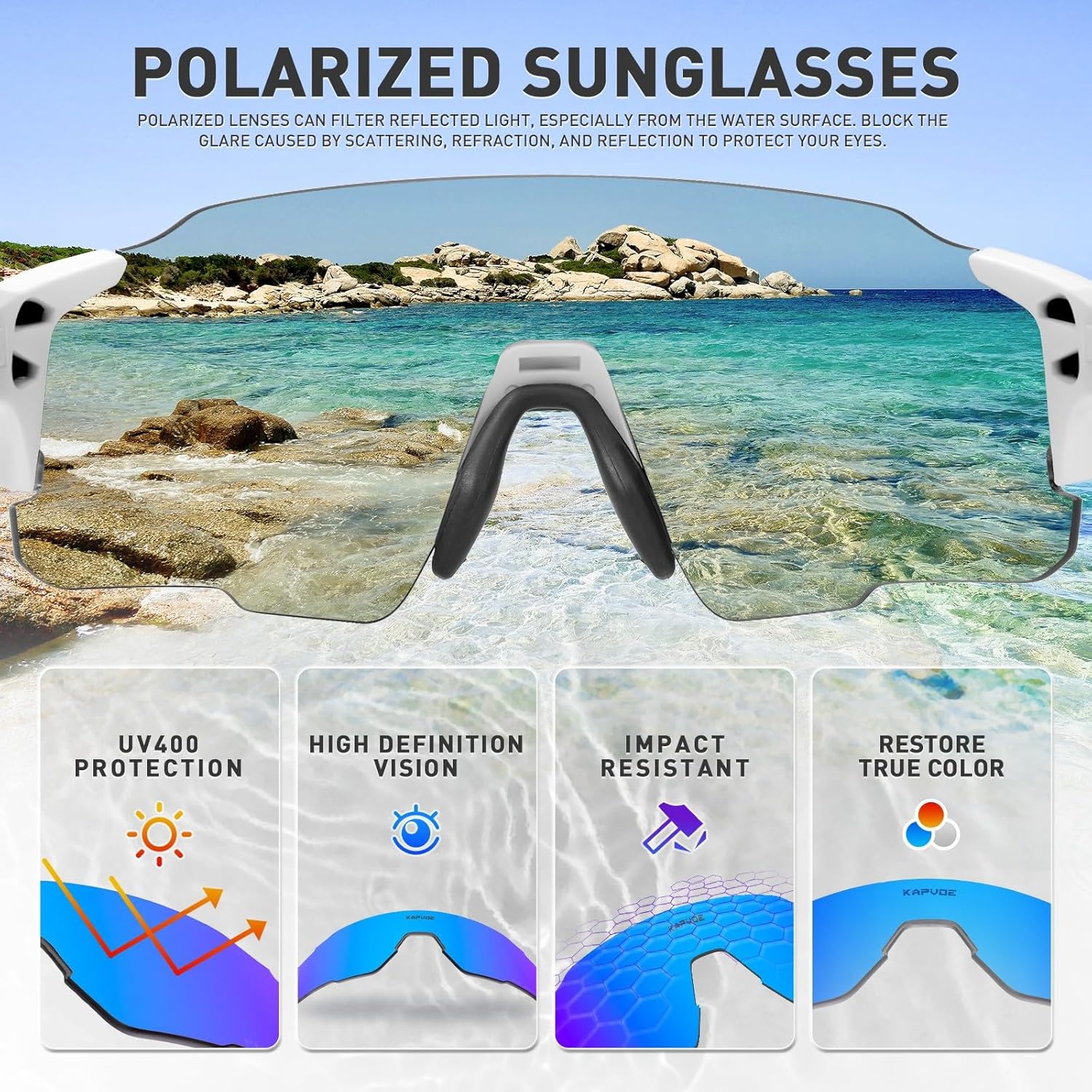 KAPVOE Cycling Glasses Polarized Sports Sunglasses Baseball Mountain Bike Running MTB Triathlon Golf for Men Women - K92