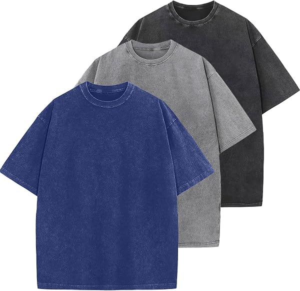 Men's Cotton T-Shirts Oversized Unisex Short Sleeves Casual Loose Wash Solid…