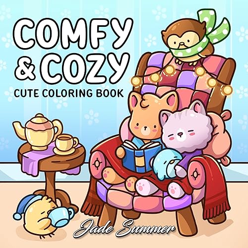 Comfy & Cozy: Coloring Book for Adults and Teens with Cozy Scenes and Cute Animal Characters for Relaxation (Cozy Coloring Books) - Paperback