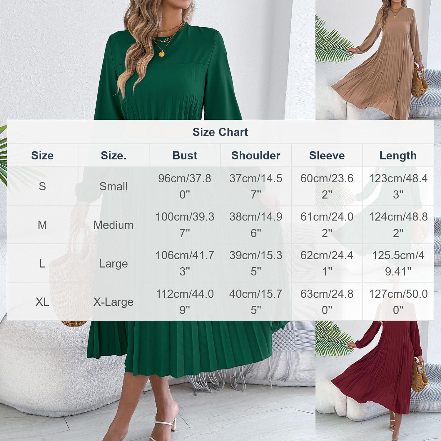 Casual Long Sleeve Dresses for Women Crew Neck Ruffle Maxi Dress Elegant Flowy A-Line Dress Formal Party Evening Gown