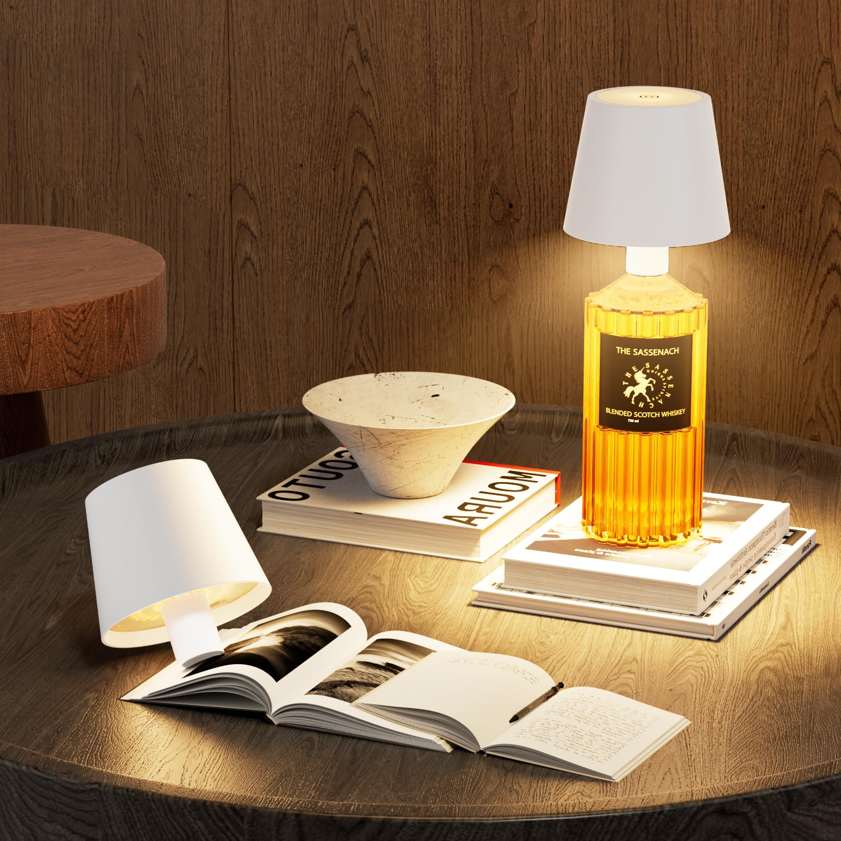 Aipsun Lampe Bouteille LED Rechargeable 2 Pièces, 5500mAh, 3W, IP54, 3000K-6000K, Aluminium, Dimmable pour Jardin Bar Restaurant (Blanc)
