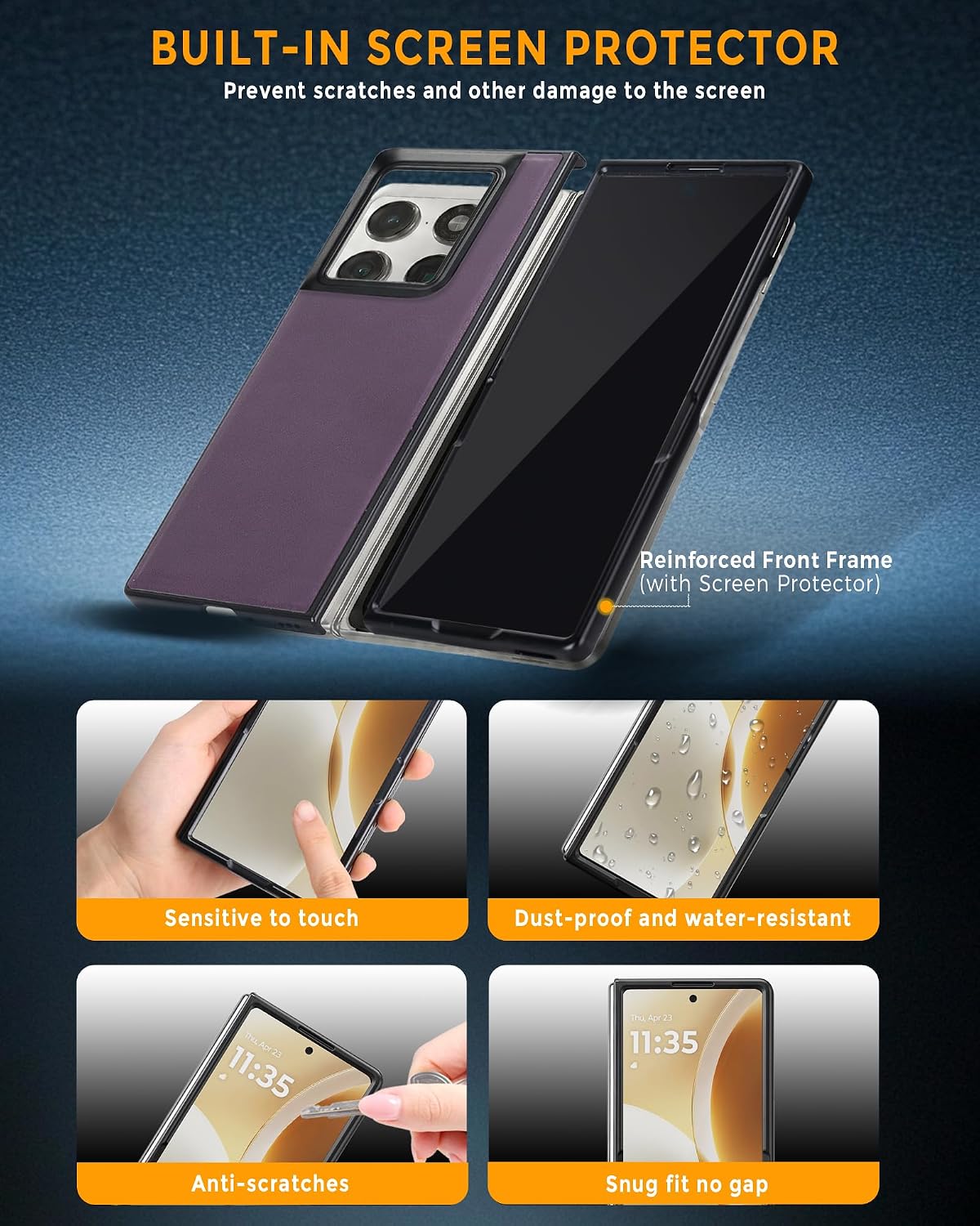 for Motorola RAZR FOLD 2026 PU Leather Magnetic Case with Detachable Wallet,Compatible with Magsafe,Built-in Screen Protector,Anti-Slip and Drop Protection Case Purple