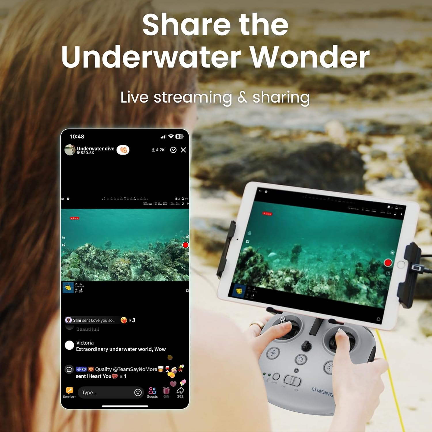 Underwater Drone, Mini S submarine drone with 4K+EIS Image Stabilization Camera for Real-Time Viewing Depth & Temperature Data, Direct-Connect Remote Controller, Dive to 330ft Underwater, Portable ROV (Grey)
