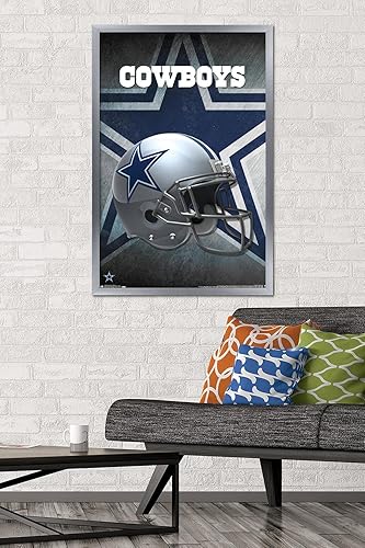 Miniatura 2 de Trends International NFL Dallas Cowboys - Póster de pared con casco 16, 22.375 x 34 pulgadas, versión enmarcada plateada