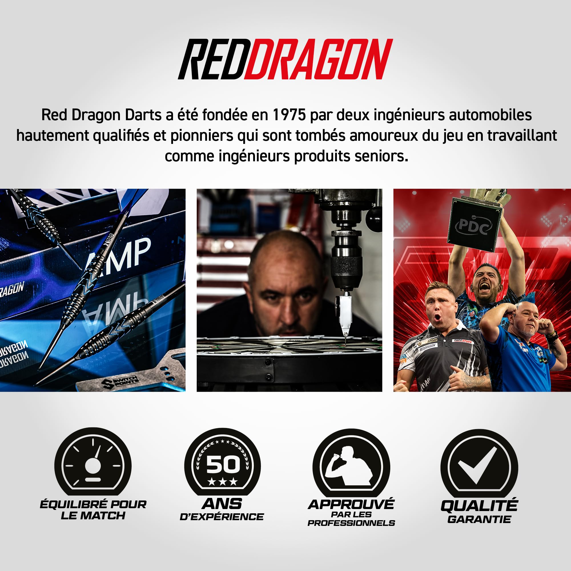 RED DRAGON Jeu de fléchettes – Série AMP – 90% tungstène Professionnel