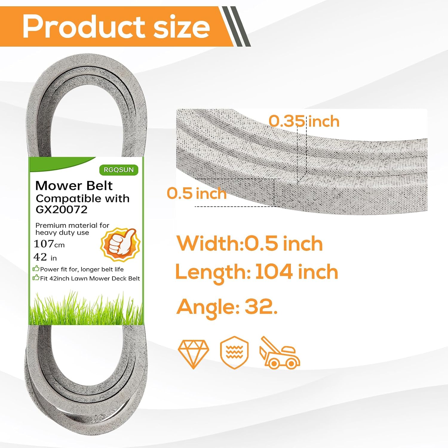 42 inch Lawn Mower Deck Belt Compatible with John Deere GX20072 GY20570,Deck Drive Belt Compatible with L 100 130 1742 D100 D110 D120 D130 X110 X125 X145 E100 E110 E120