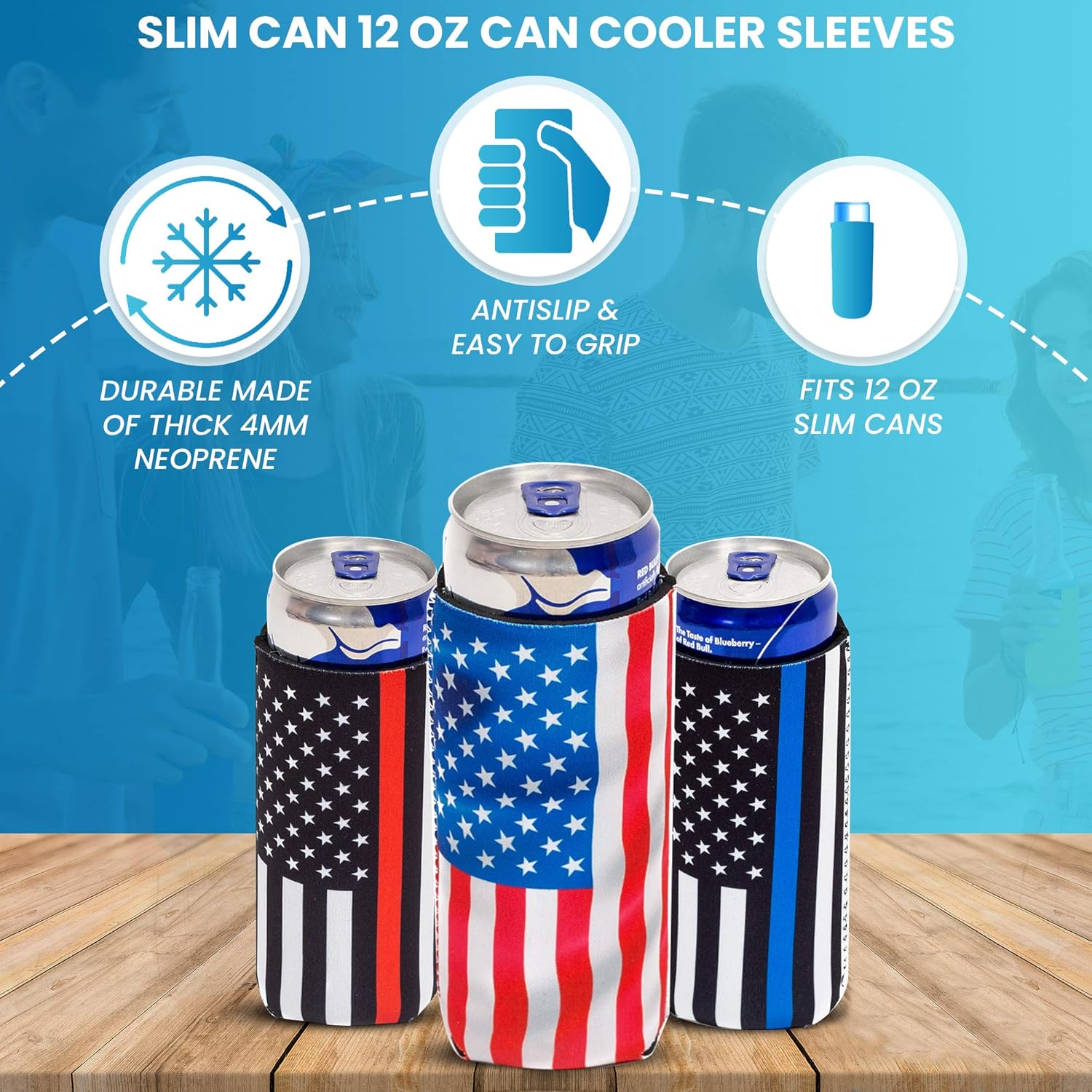 QualityPerfection 6 Slim Can Cooler Sleeves, Beer/Energy Drink Blank Skinny 12 oz Neoprene Coolie, Thermocoolers for 12 oz Tall Skinny Beverage(6, Corrections): Home & Kitchen