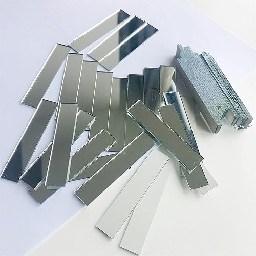 Miniatura 5 de 100 piezas de azulejos rectangulares de vidrio de 12 x 2 pulgadas para trabajos de manualidades, espejo de bola de discoteca, decoración del hogar