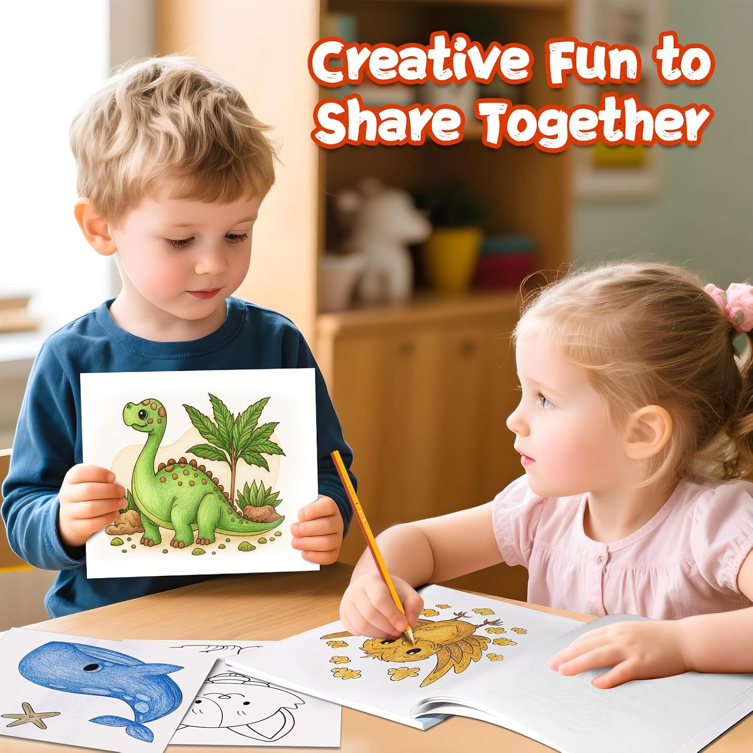 KIDS KING Coloring Book Kit, 5 Themes: Letters & Numbers | Animals | Ocean | Dinosaurs | Birds, Contains Colored Pencils Cute Styles for Painting, Arts & Crafts for Adults and Teens