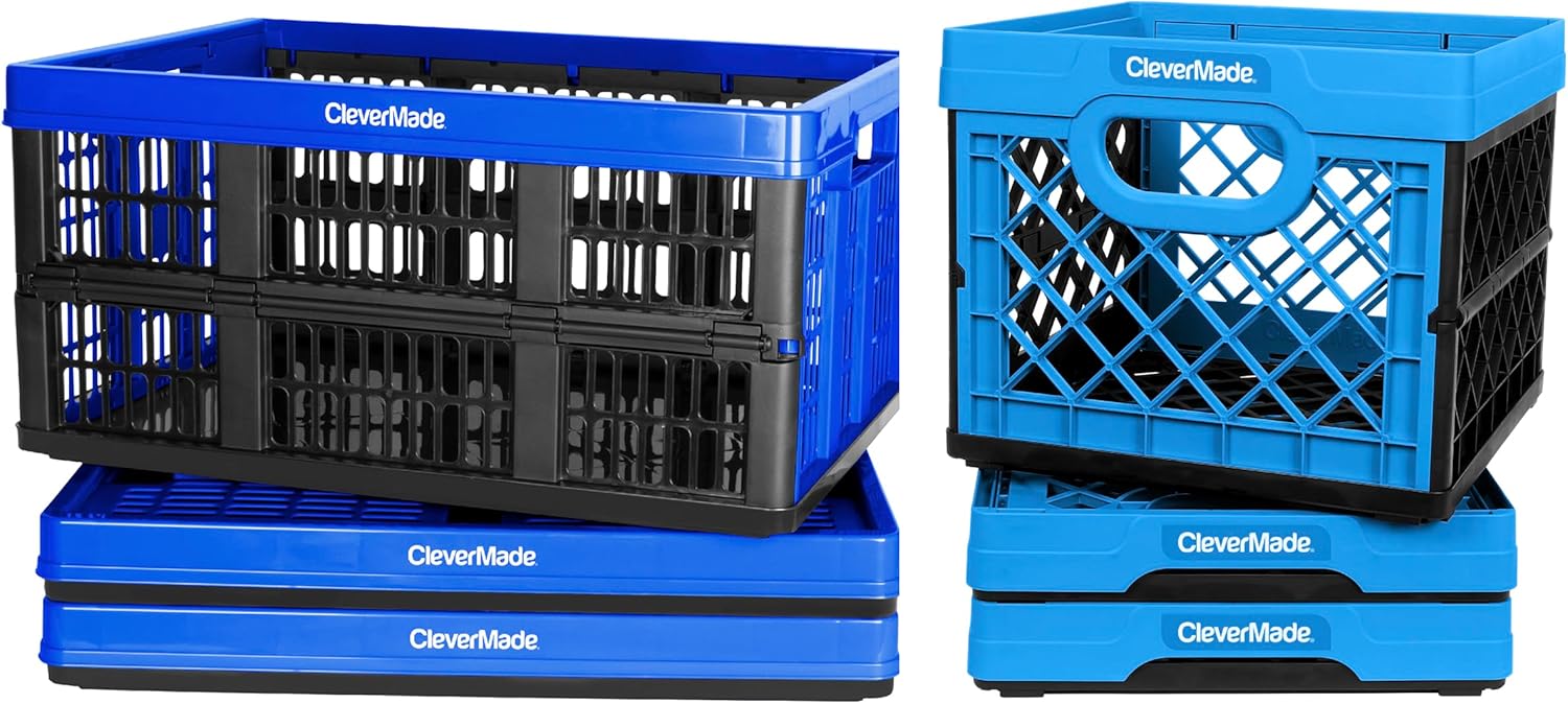 CleverMade Collapsible Milk Crates and Storage Bins 25L