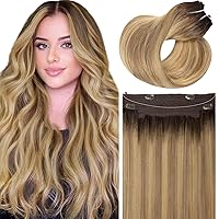 Vista 9 de Extensión de cola de caballo de cabello humano marrón oscuro, extensiones de cola de caballo larga sedosa recta #2A color marrón claro, 22 pulgadas