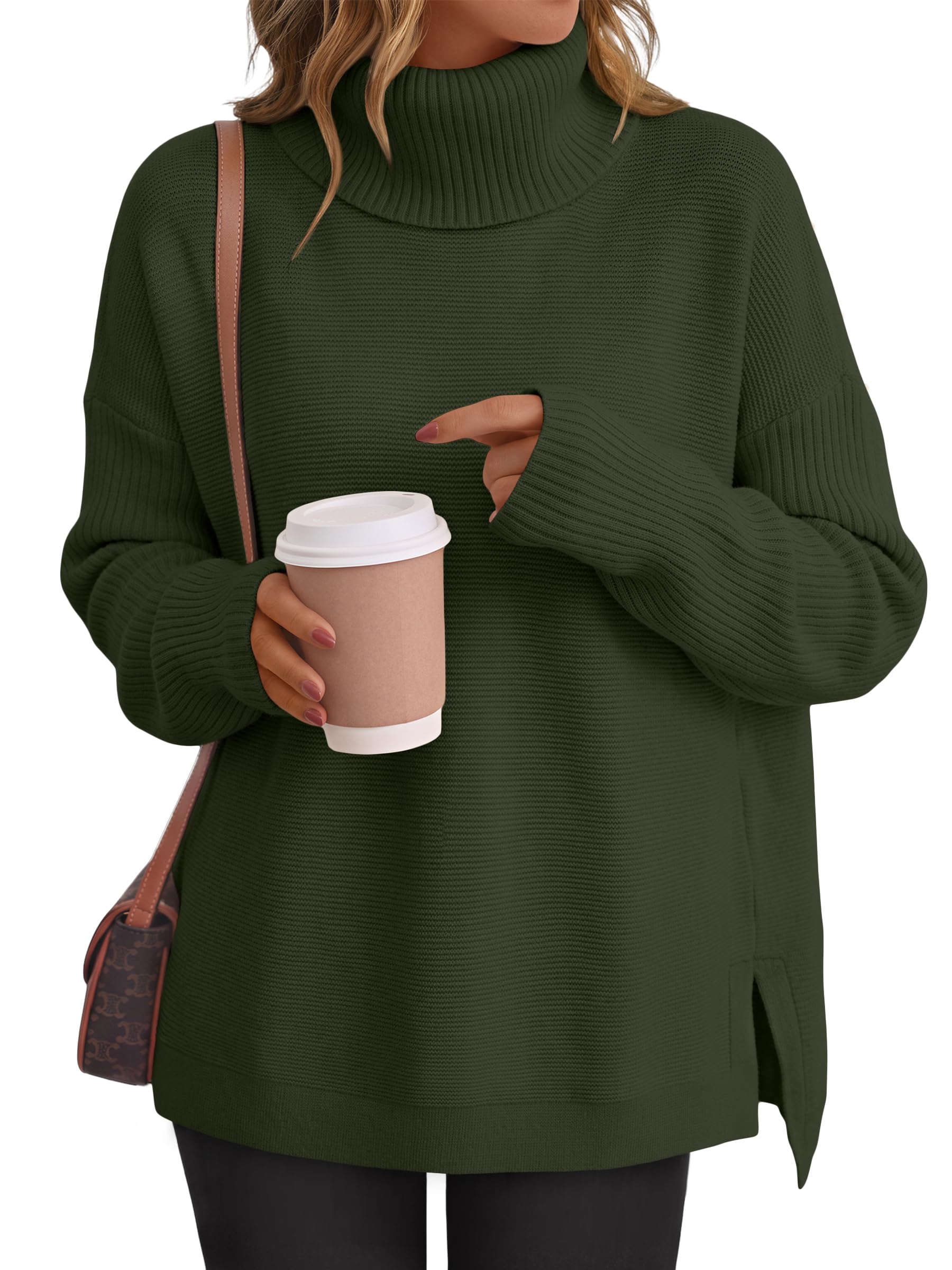 LILLUSORY Womens Turtleneck Oversized Sweaters 2026 Fall Fashion Outfits | Batwing Sleeve, Poncho Cowl Neck, Cozy Knit, Long Pullover, Cute Winter Clothing, Old Money Clothes, Ladies Trendy Tunic