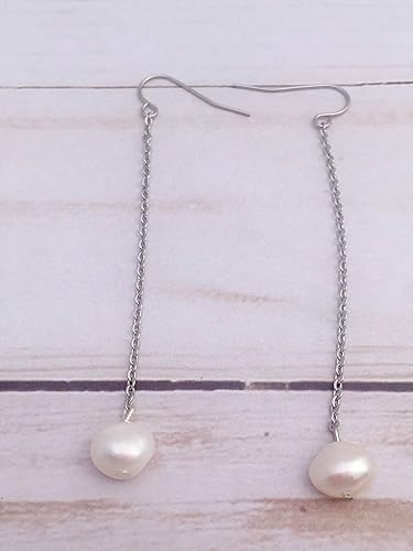 Miniatura 4 de Silver Chain and Freshwater Pearl Earrings